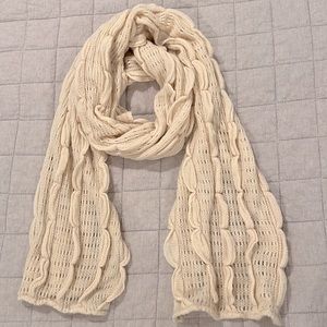 Anthropologie Cream Knit Scarf